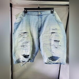 Jordan Craig Light Blue Distressed Ripped Jean Shorts Size 50